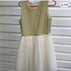 Elegant Gold and Cream Kids Dress Size 7